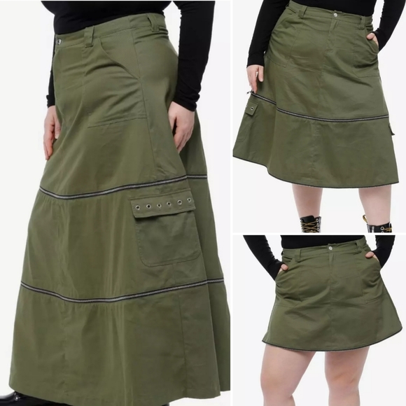 Hot Topic Dresses & Skirts - Hot Topic Social Collision Green Zip-Off Maxi Skirt Plus Size